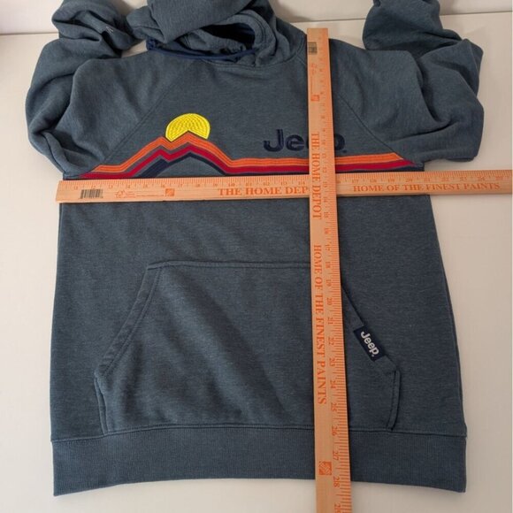 Buck Wear Jeep Mountain Stripe Raglan Hoodie Mens Size Medium Blue Cotton Blend - Picture 9 of 11